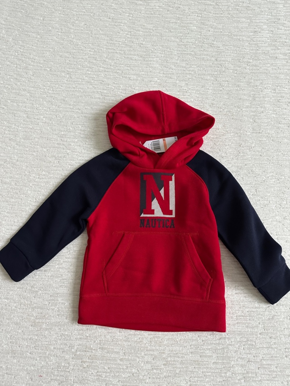 Nautica Red Hoodie with Navy Raglan Sleeves - Kids